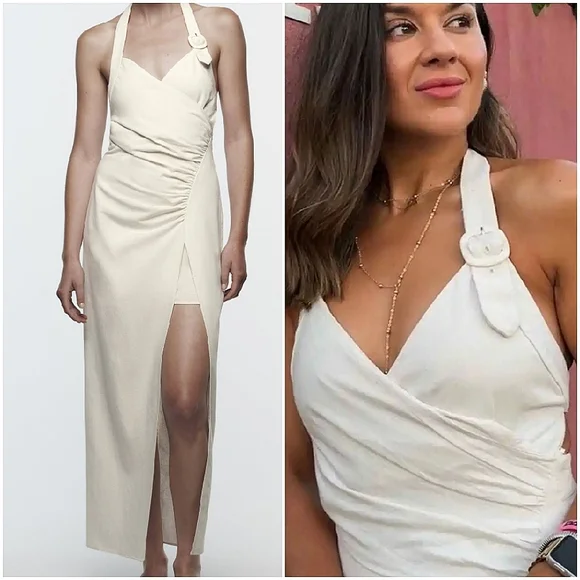 Zara DRESS MIDI CREAM SIZE XS - Picture 5 of 16